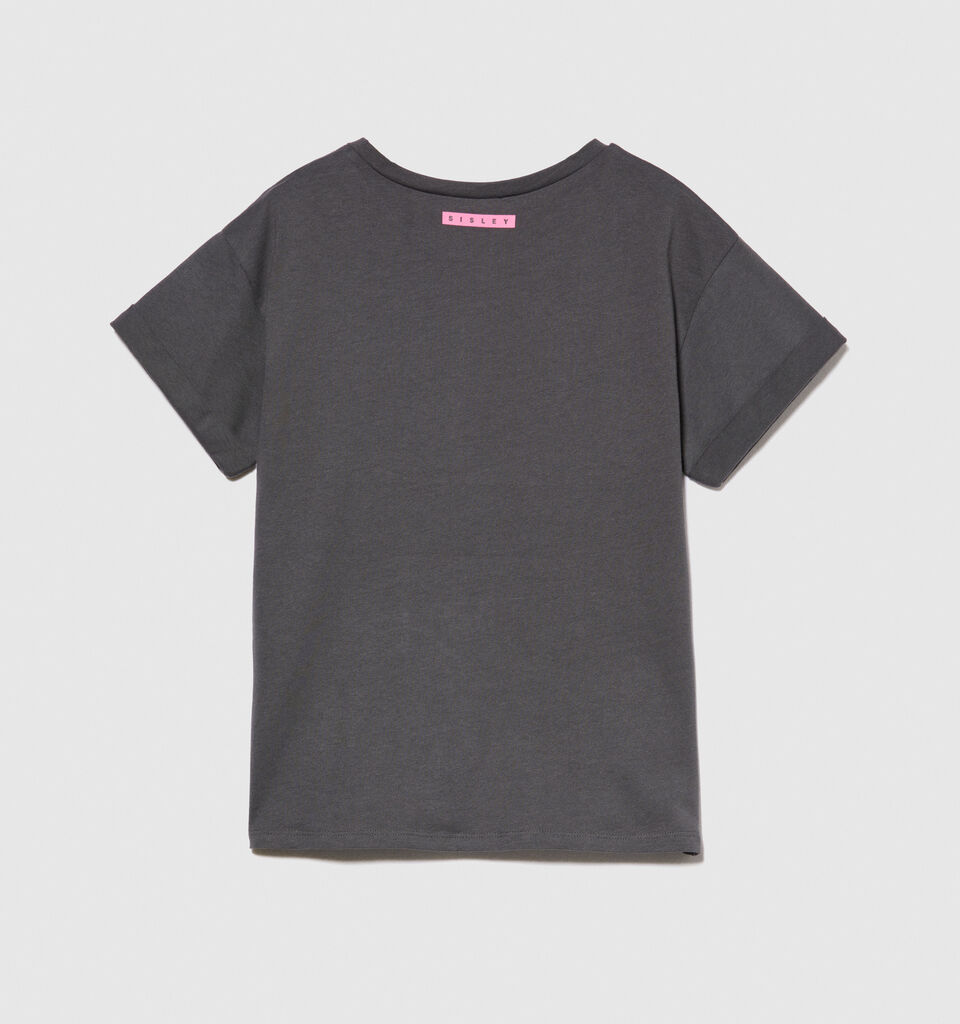 T-shirt with flip-up sequins - girls' short sleeve t-shirts - Dark Gray | Sisley Young image number 2